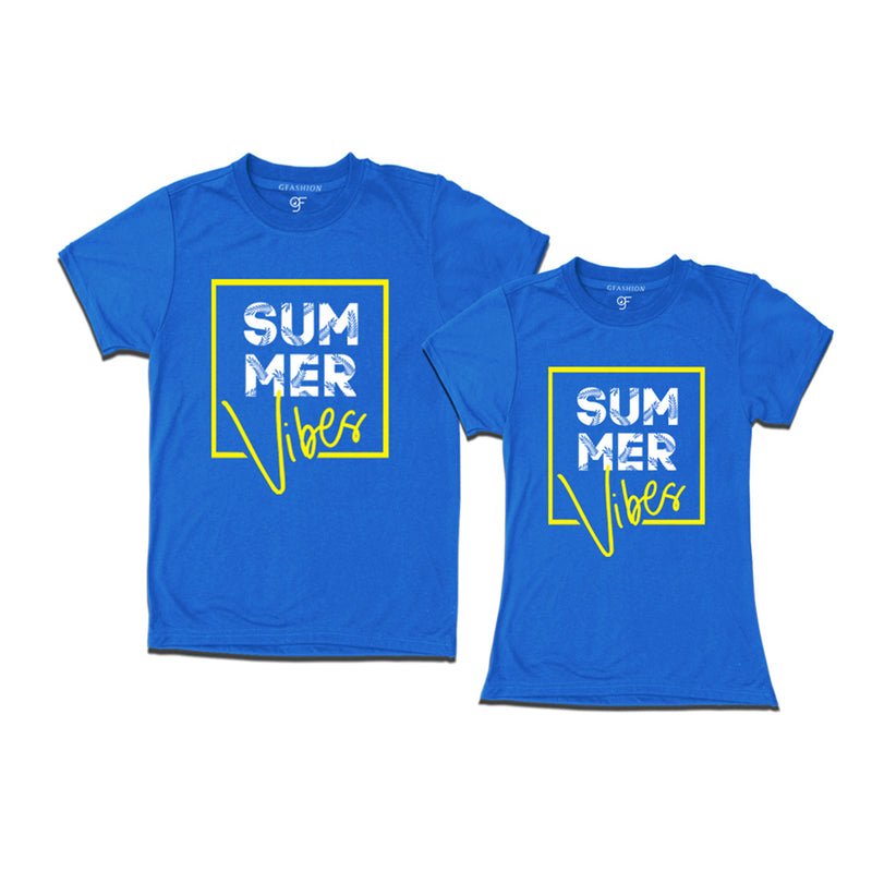 Summer Vibes T-shirts for Couples in Blue Color available @gfashion.jpg