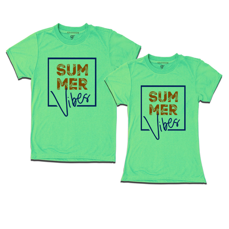 Summer Vibes T-shirts for Couples in Pista Green Color available @gfashion.jpg