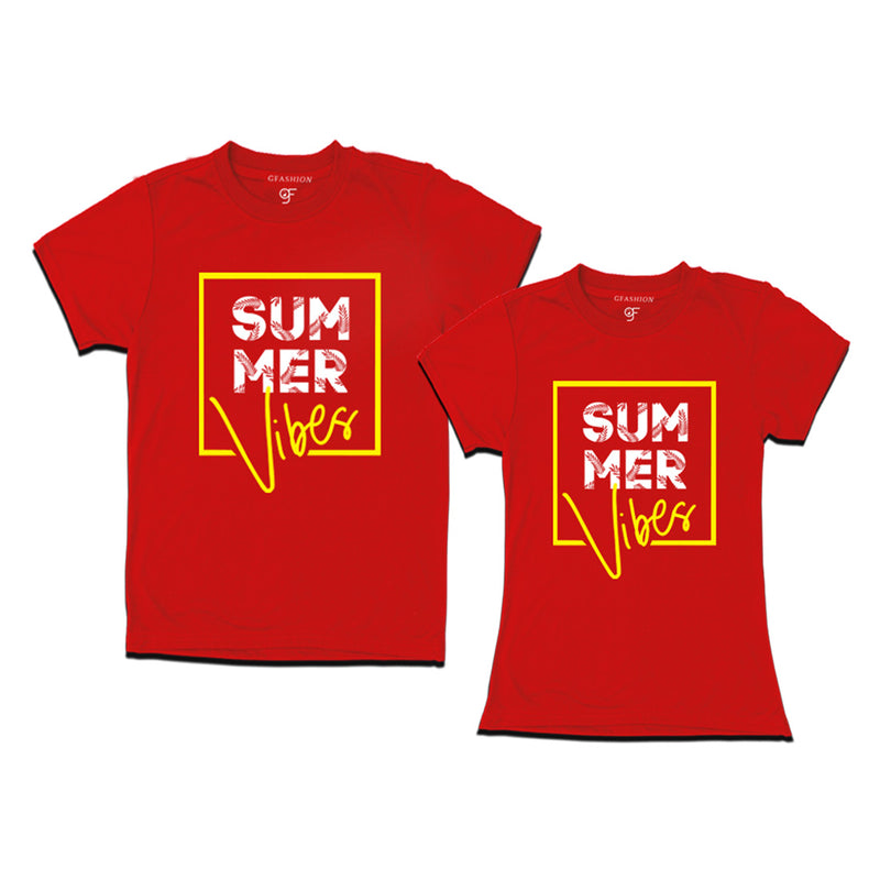 Summer Vibes T-shirts for Couples in Red Color available @gfashion.jpg