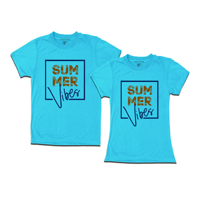 Summer Vibes T-shirts for Couples in Sky Blue Color available @gfashion.jpg