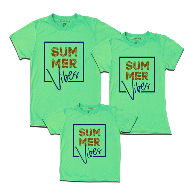 Summer Vibes T-shirts for Dad,Mom and Kids in Pista Green Color available @gfashion.jpg