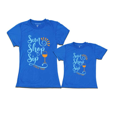 Sun Shop Sip Mom Daughter Girls Trip T-shirts-blue-gfashion 