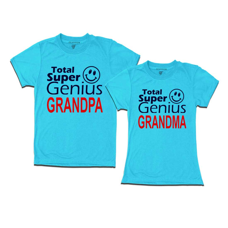 Super Genius Grandpa-Grandma T-shirts-Sky Blue-gfashion