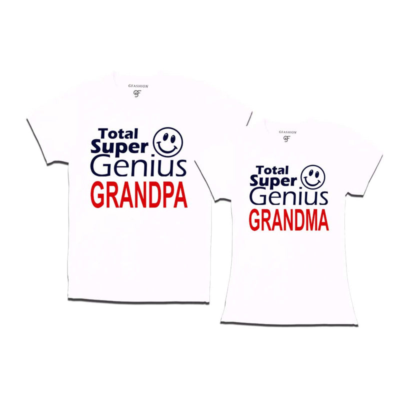 Super Genius Grandpa-Grandma T-shirts-White-gfashion