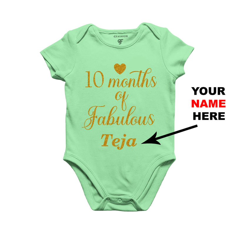Ten Months of Fabulous Baby Bodysuit or Rompers or Onesie-Name Customized in Pista Green Color available @ gfashion.jpg