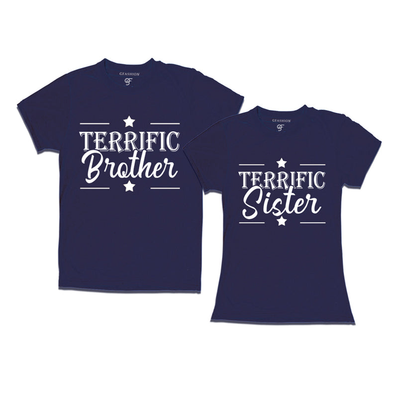 Terrific Brother-Sister T-shirts in Navy Color available @ gfashion.jpg