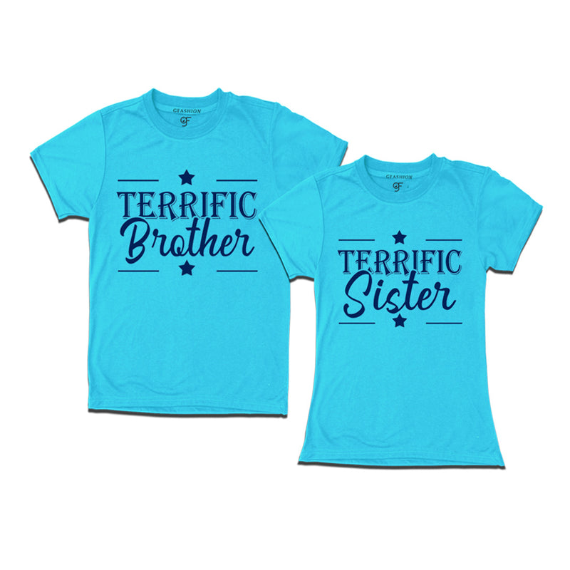 Terrific Brother-Sister T-shirts in Sky Blue Color available @ gfashion.jpg