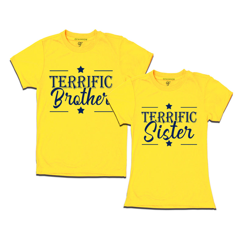 Terrific Brother-Sister T-shirts in Yellow Color available @ gfashion.jpg