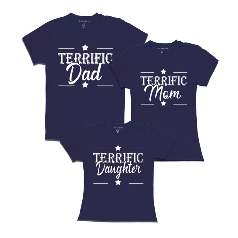 Terrific Dad,Mom and Daughter T-shirts in Navy Color available @ gfashion.jpg