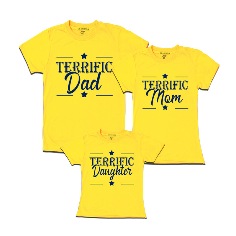 Terrific Dad,Mom and Daughter T-shirts in Yellow Color available @ gfashion.jpg
