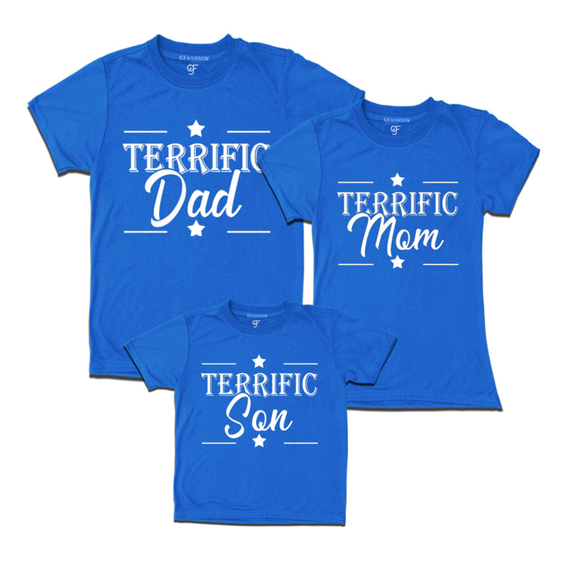 Terrific Dad,Mom and Son T-shirts in Blue Color available @ gfashion.jpg