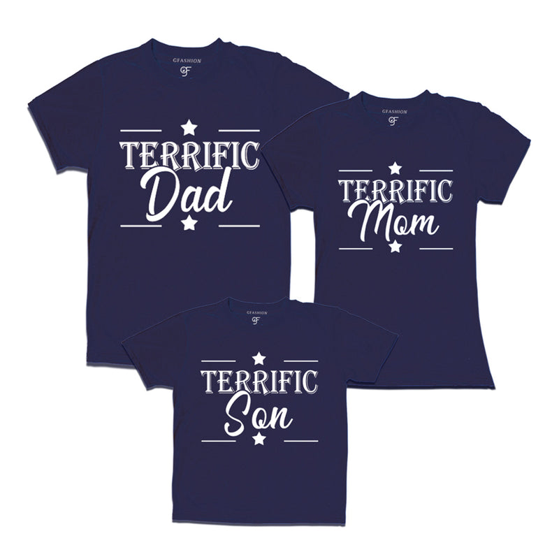 Terrific Dad,Mom and Son T-shirts in Navy Color available @ gfashion.jpg