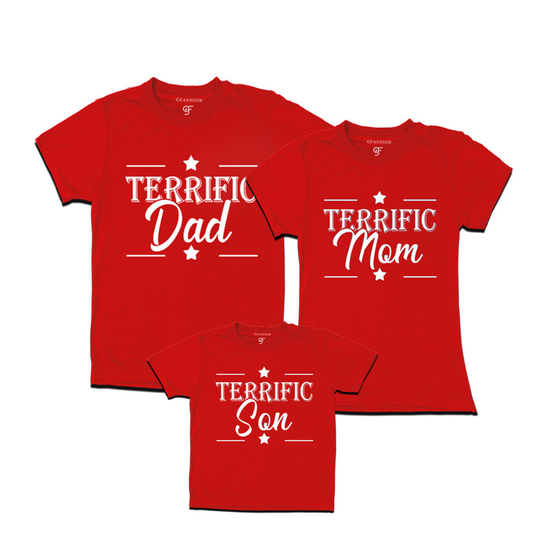 Terrific Dad,Mom and Son T-shirts in Red Color available @ gfashion.jpg