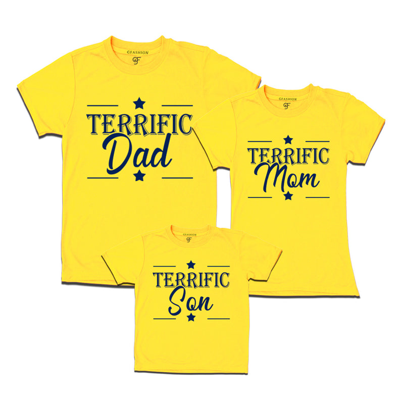 Terrific Dad,Mom and Son T-shirts in Yellow Color available @ gfashion.jpg