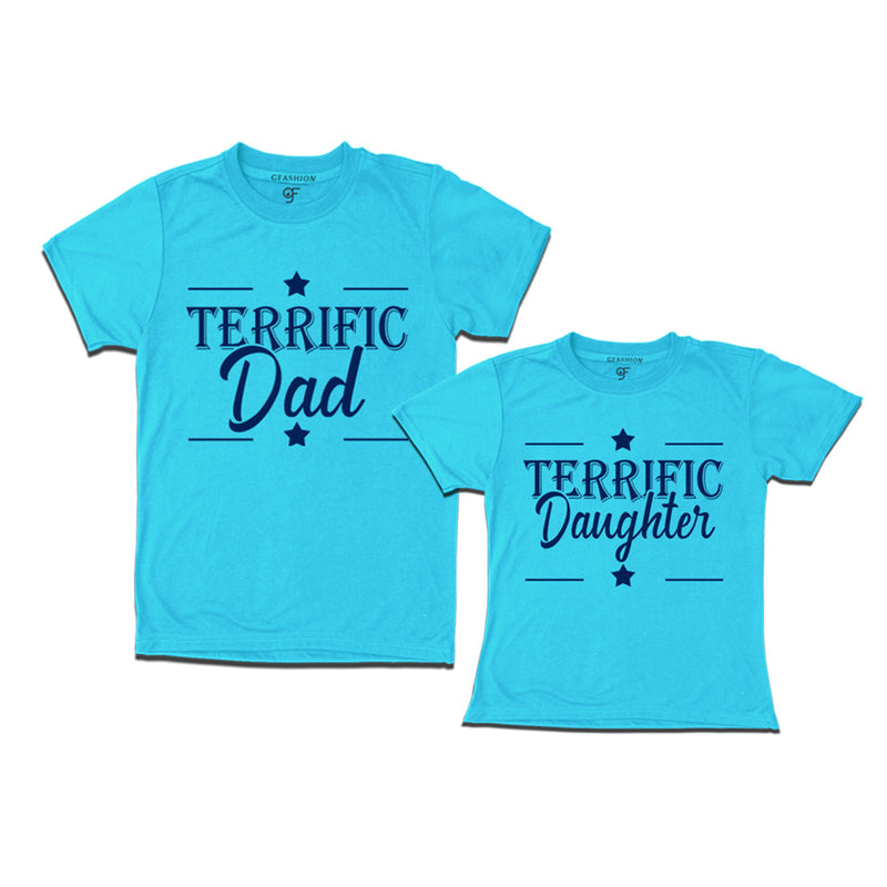 Terrific Dad and Daughter T-shirts in Sky Blue Color available @ gfashion.jpg