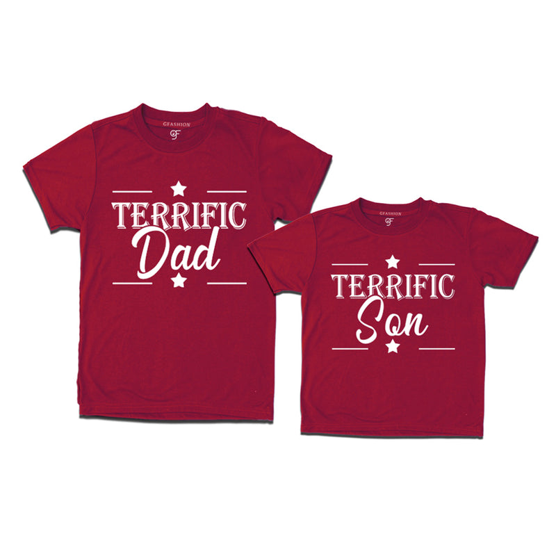 Terrific Dad and Son T-shirts in Maroon Color available @ gfashion.jpg