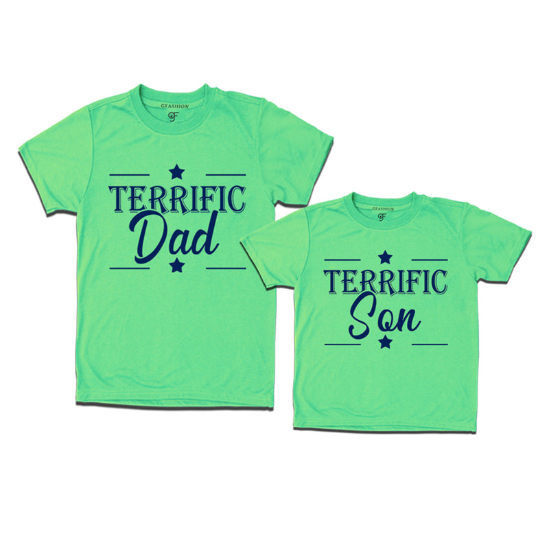 Terrific Dad and Son T-shirts in Pista Green Color available @ gfashion.jpg