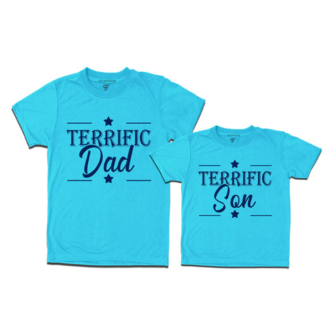 Terrific Dad and Son T-shirts in Sky Blue Color available @ gfashion.jpg