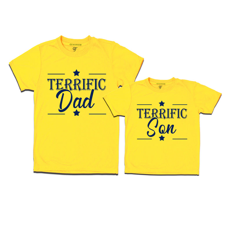 Terrific Dad and Son T-shirts in Yellow Color available @ gfashion.jpg