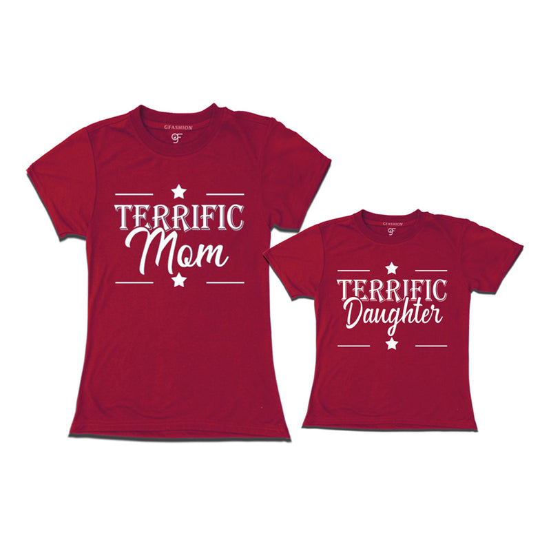 Terrific Mom and Daughter T-shirts in Maroon Color available @ gfashion.jpg
