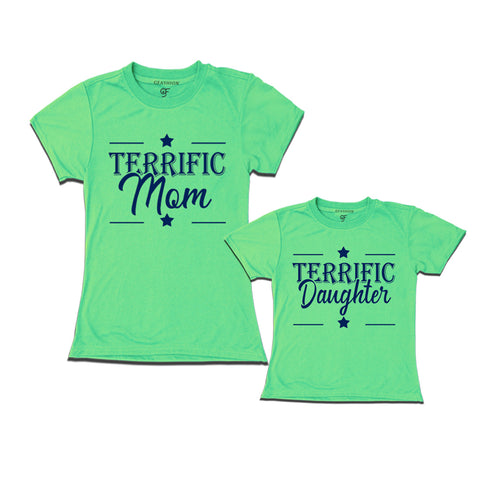 Terrific Mom and Daughter T-shirts in Pista Green Color available @ gfashion.jpg