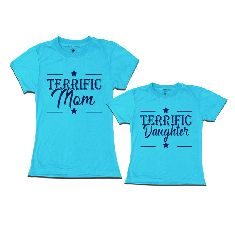 Terrific Mom and Daughter T-shirts in Sky Blue Color available @ gfashion.jpg