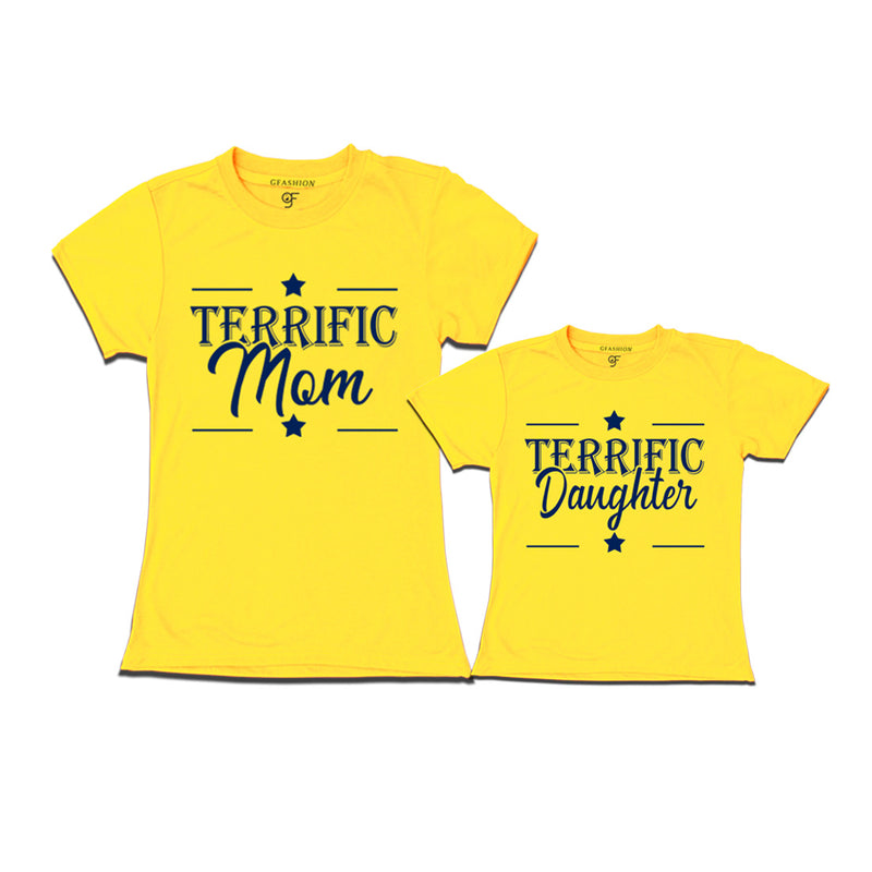 Terrific Mom and Daughter T-shirts in Yellow Color available @ gfashion.jpg