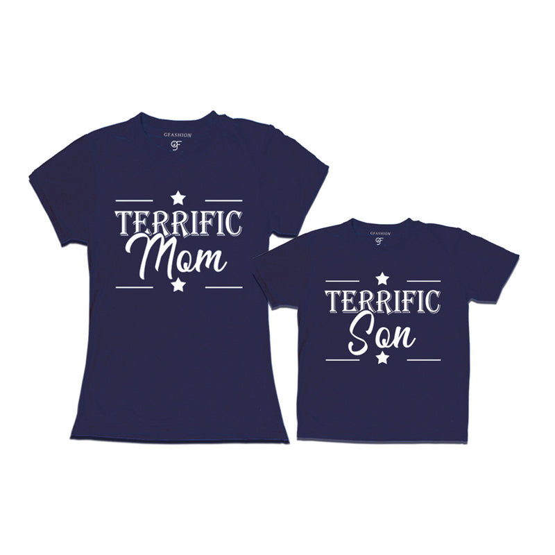 Terrific Mom and Son T-shirts in Navy Color available @ gfashion.jpg