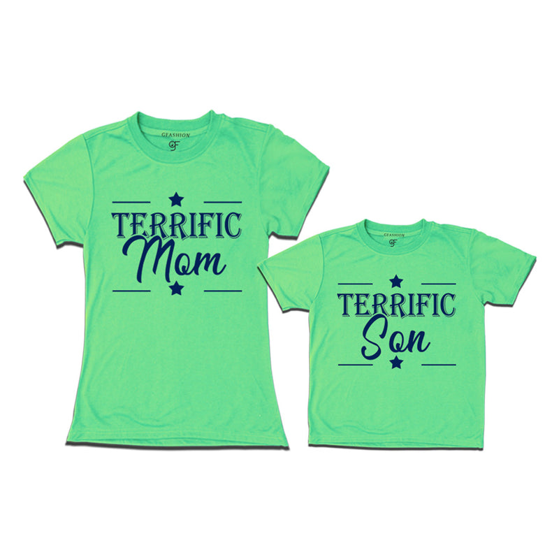Terrific Mom and Son T-shirts in Pista Green Color available @ gfashion.jpg