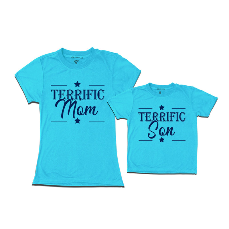Terrific Mom and Son T-shirts in Sky Blue Color available @ gfashion.jpg