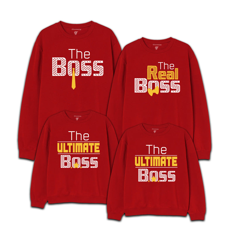 The Boss,The Real Boss,The Ultimate Boss Family Sweatshirt in Red Color available @ gfashion.jpg