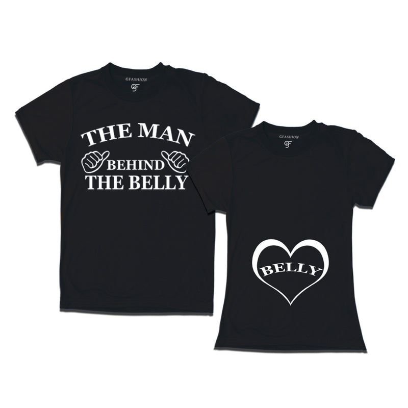 The Man Behind the Belly and Belly-Couples T-shirts in Black Color available @ gfashion.jpg