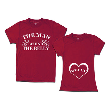 The Man Behind the Belly and Belly-Couples T-shirts in Maroon Color available @ gfashion.jpg
