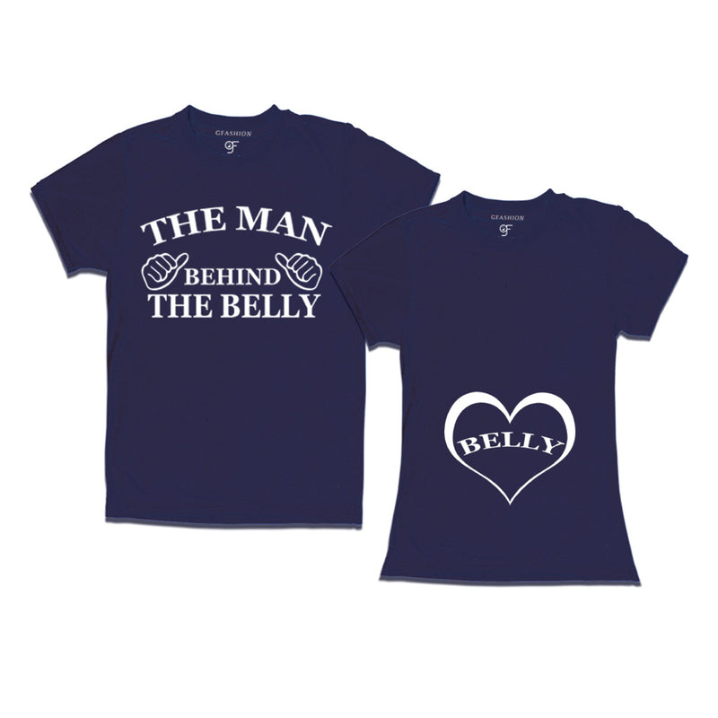 The Man Behind the Belly and Belly-Couples T-shirts in Navy Color available @ gfashion.jpg