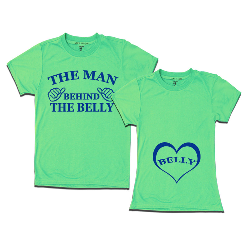 The Man Behind the Belly and Belly-Couples T-shirts in Pista Green Color available @ gfashion.jpg
