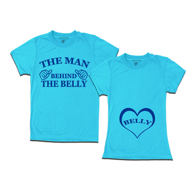 The Man Behind the Belly and Belly-Couples T-shirts in Sky Blue Color available @ gfashion.jpg