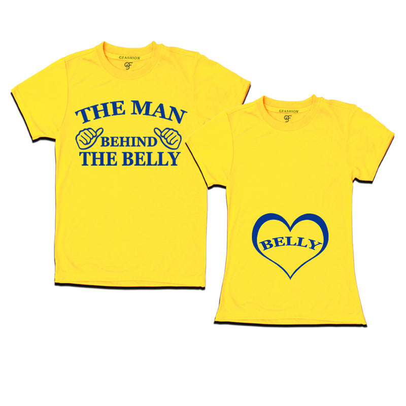 The Man Behind the Belly and Belly-Couples T-shirts in Yellow Color available @ gfashion.jpg
