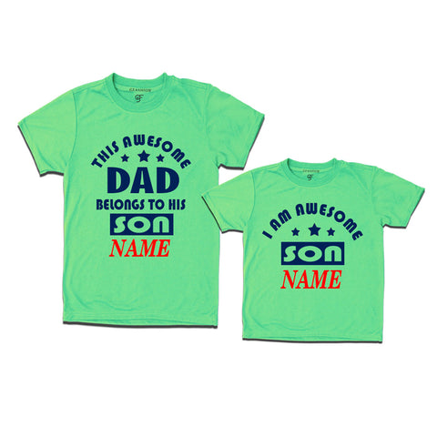 This awesome Dad Belongs to his Son T-shirts With Name in Pista Green Color available @ Gfashion.jpg