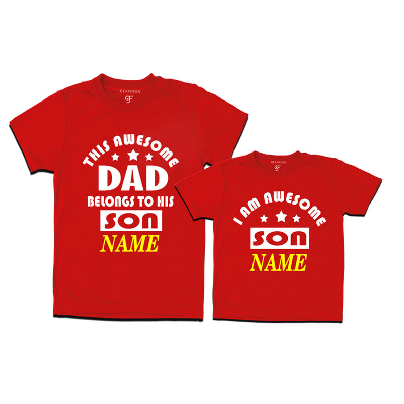 This awesome Dad Belongs to his Son T-shirts With Name in Red Color available @ Gfashion.jpg