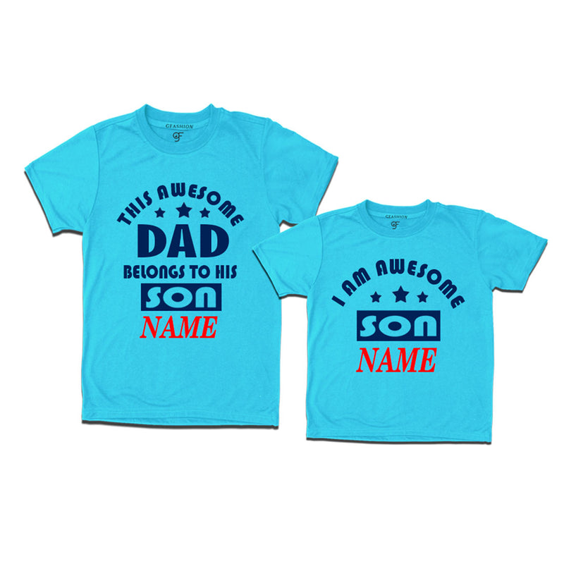 This awesome Dad Belongs to his Son T-shirts With Name in Sky Blue Color available @ Gfashion.jpg