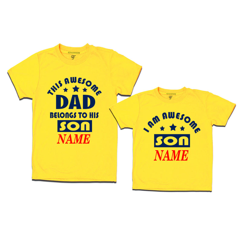 This awesome Dad Belongs to his Son T-shirts With Name in Yellow Color available @ Gfashion.jpg