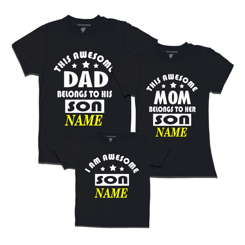 This awesome Dad  and Mom Belongs to their Son T-shirts With Name in Black Color available @ Gfashion.jpg