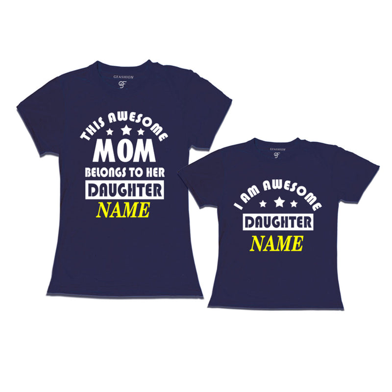 This awesome Mom Belongs to her Daughter T-shirts With Name in Navy Color available @ Gfashion.jpg