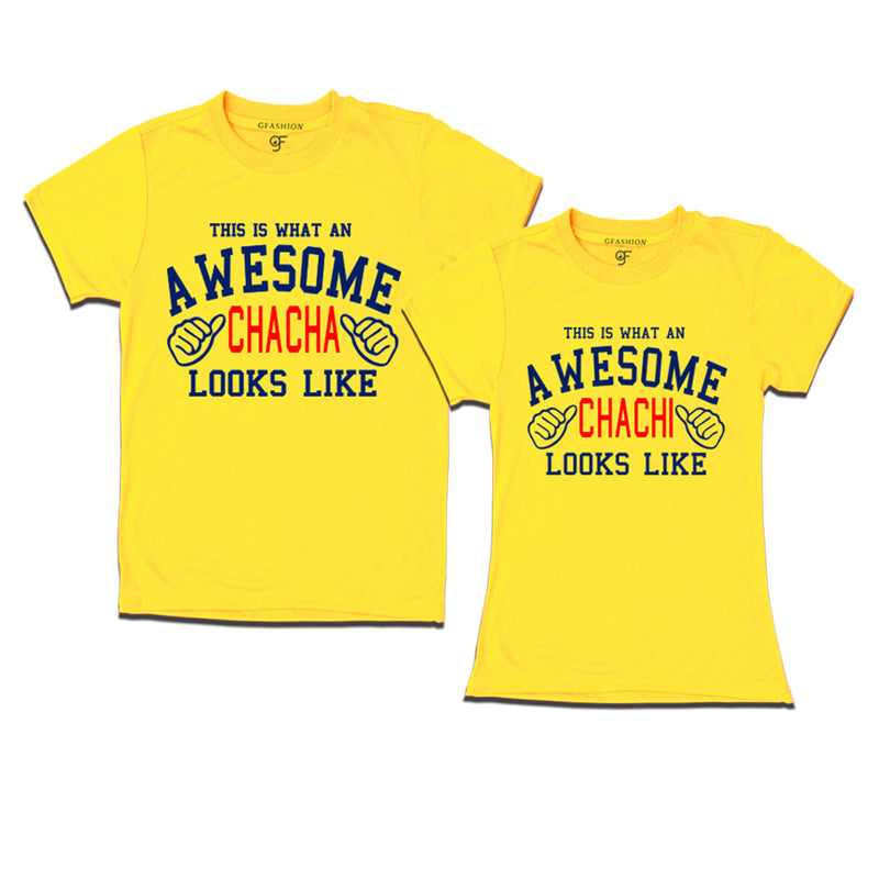 This is What An Awesome Chacha Chachi Looks Like Printed T-shirts in Yellow Color available @ Gfashion.jpg