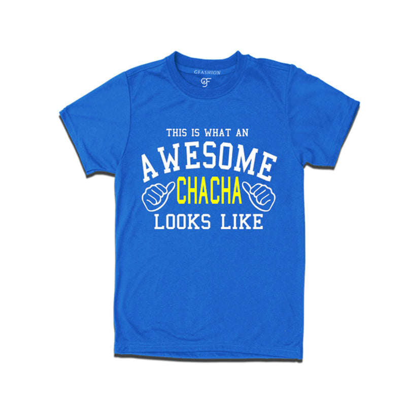 This is What An Awesome Chacha Looks Like Printed T-shirt in Blue Color available @ Gfashion.jpg
