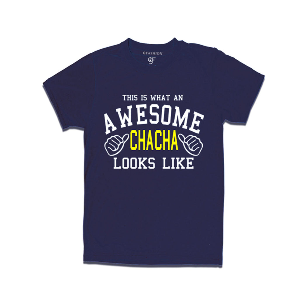 This is What An Awesome Chacha Looks Like Printed T-shirt in Navy Color available @ Gfashion.jpg