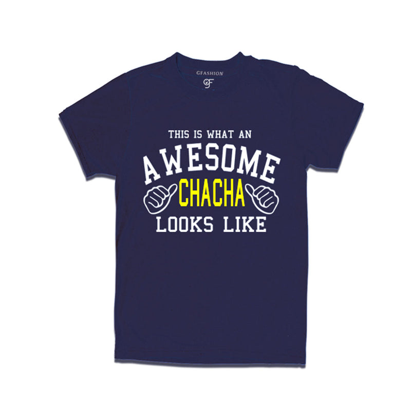 This is What An Awesome Chacha Looks Like Printed T-shirt in Navy Color available @ Gfashion.jpg