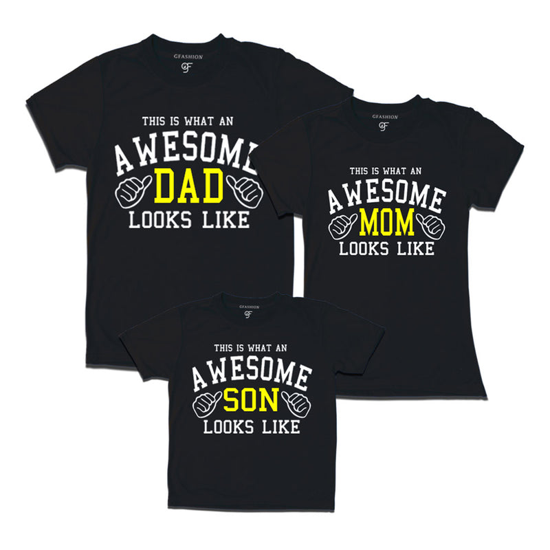 This is What An Awesome Dad Mom Son Looks Like Printed T-shirts in Black Color available @ Gfashion.jpg