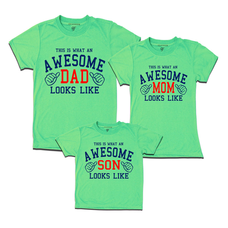 This is What An Awesome Dad Mom Son Looks Like Printed T-shirts in Pista Green Color available @ Gfashion.jpg