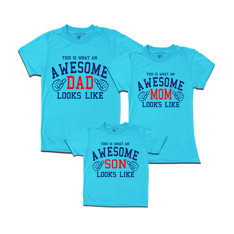 This is What An Awesome Dad Mom Son Looks Like Printed T-shirts in Sky Blue Color available @ Gfashion.jpg